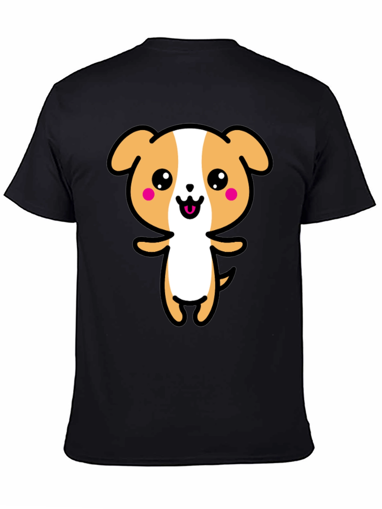 Kawaii Puppy Graphic Black T-Shirt