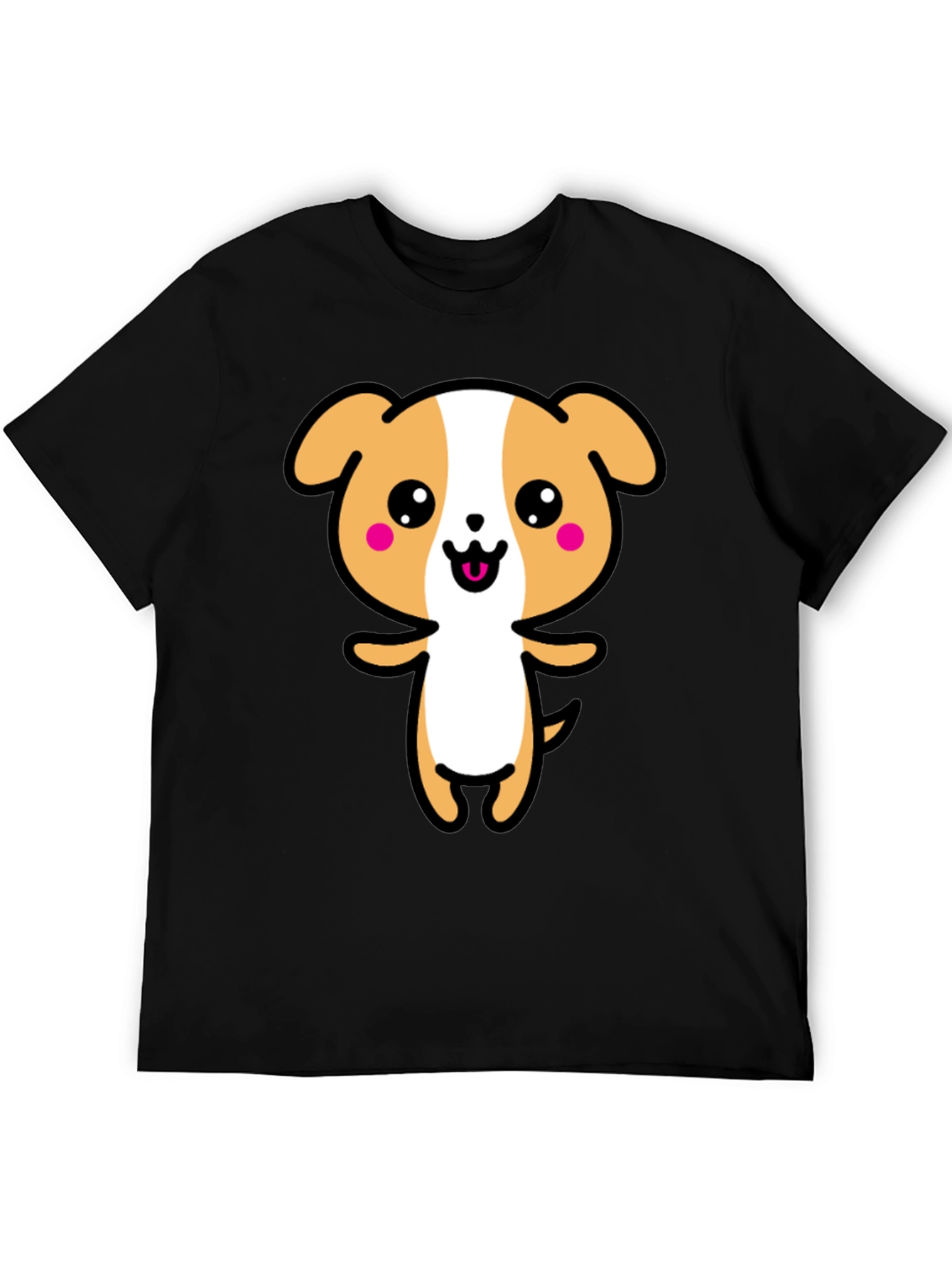 Kawaii Puppy Graphic Black T-Shirt