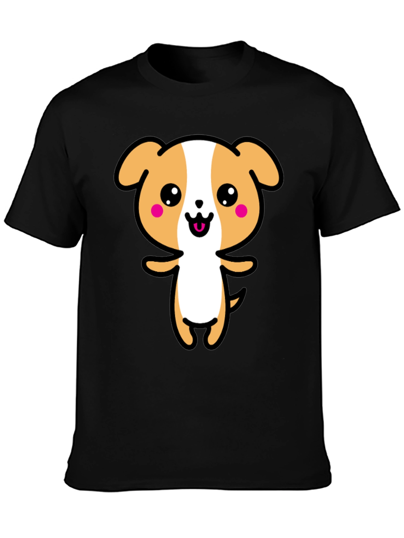 Kawaii Puppy Graphic Black T-Shirt