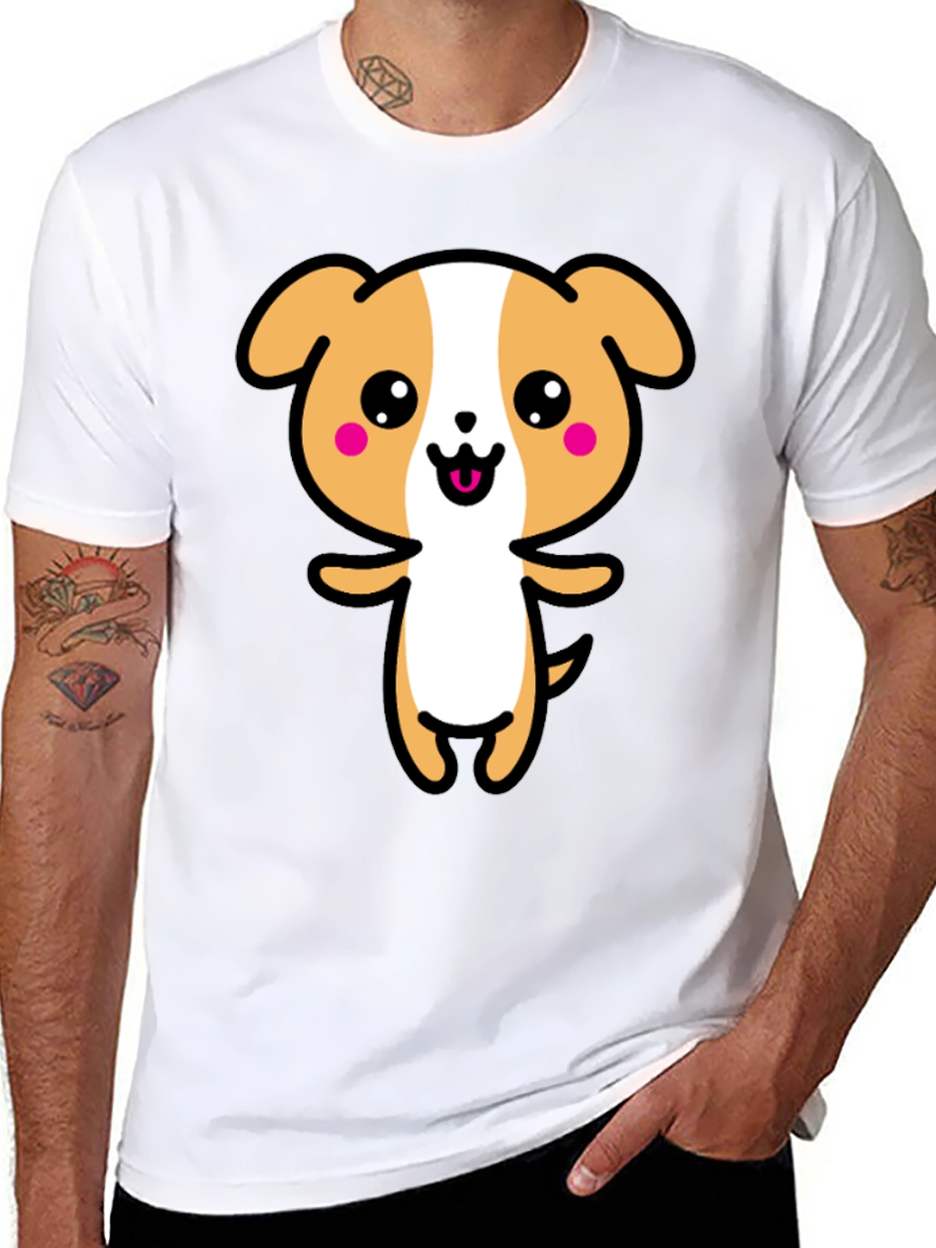 Kawaii Puppy Graphic Black T-Shirt