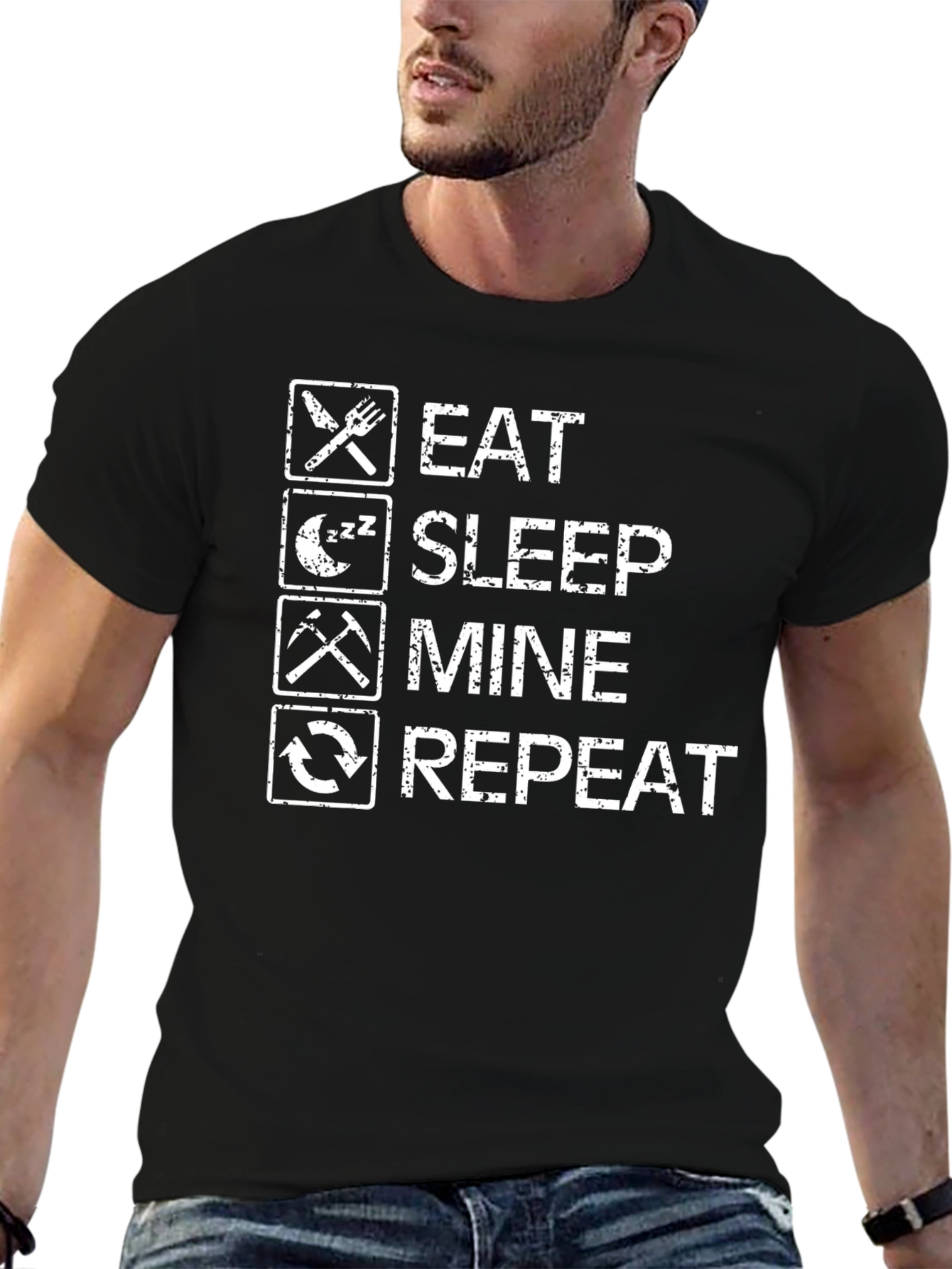 Eat Sleep Mine Repeat - Graphic T-Shirt