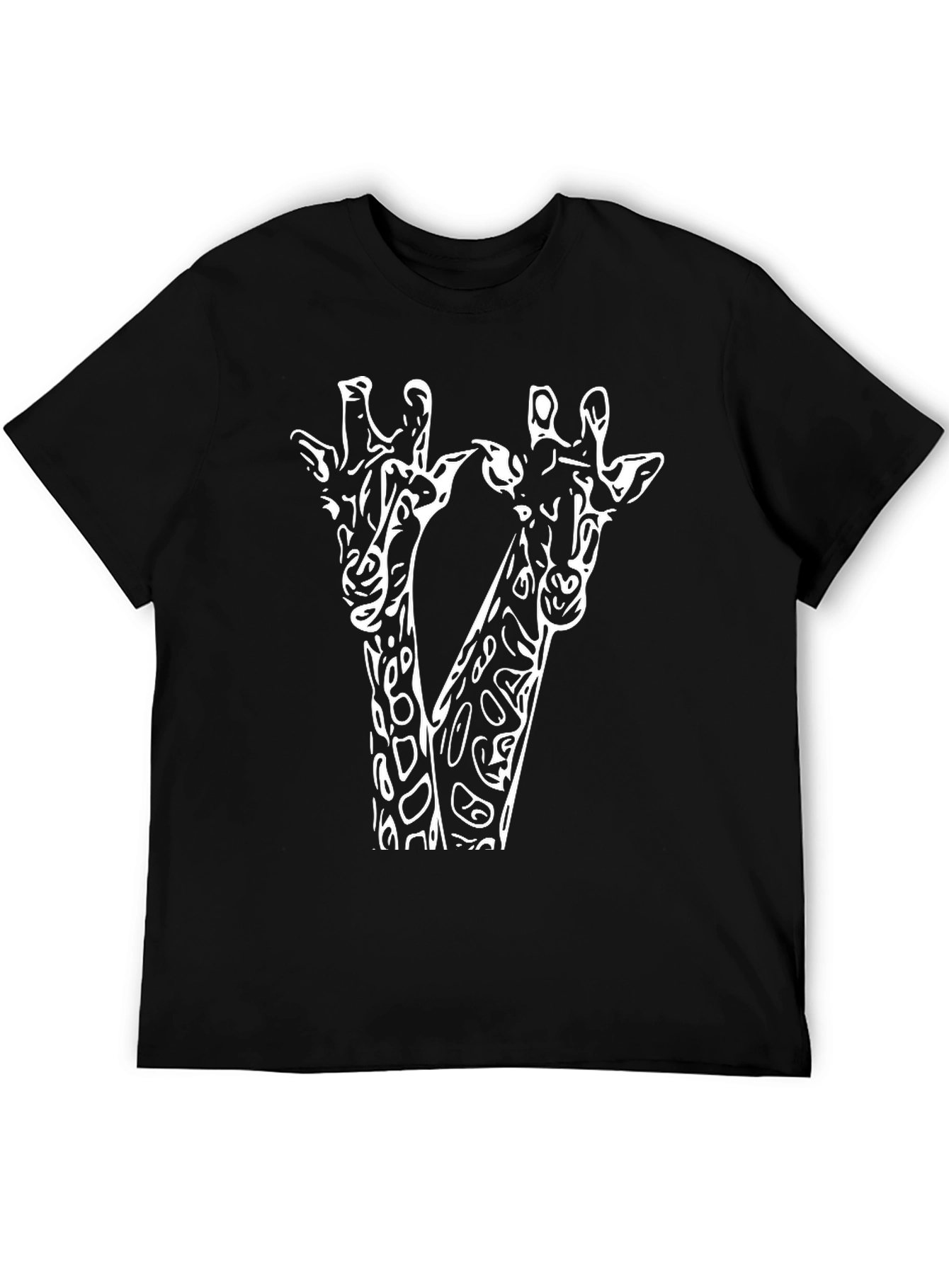 Giraffe Duo Graphic Tee - Black Cotton Shirt