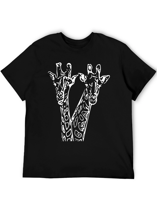 Giraffe Duo Graphic Tee - Black Cotton Shirt