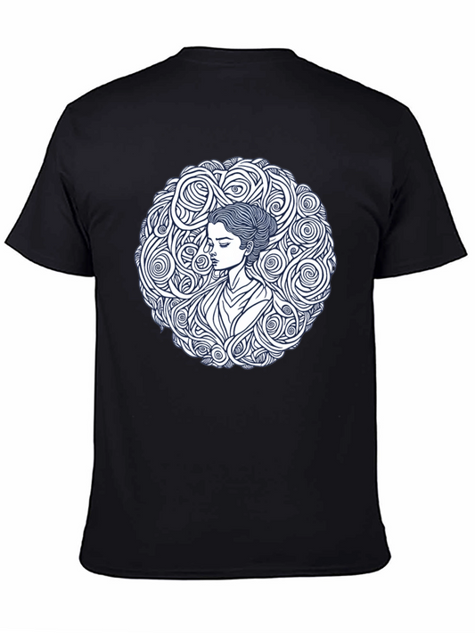 Abstract Woman Graphic Tee - Black
