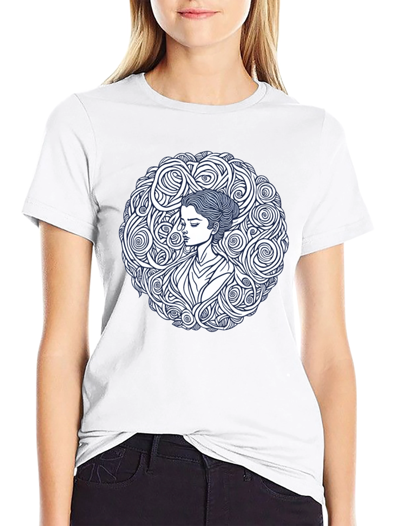 Abstract Woman Graphic Tee - Black