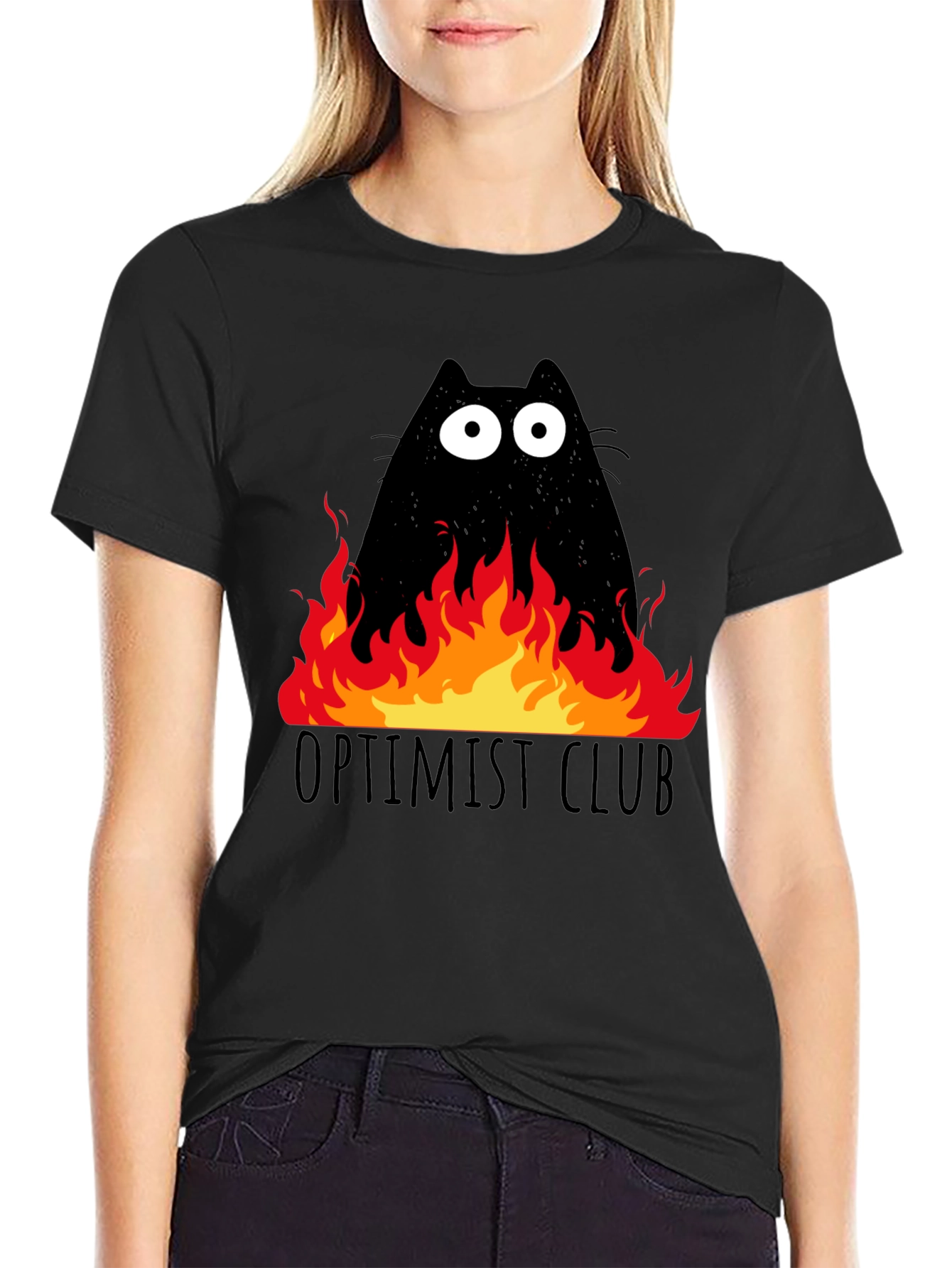 Optimist Club Cat in Flames Graphic T-Shirt