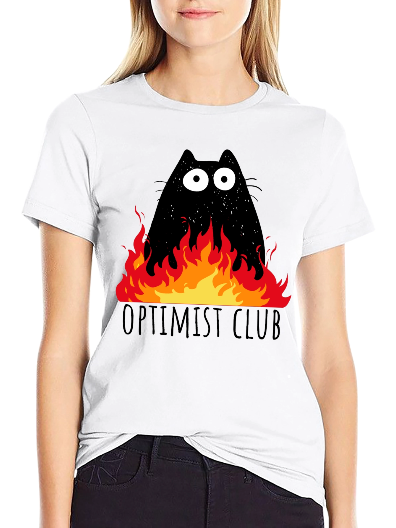 Optimist Club Cat in Flames Graphic T-Shirt