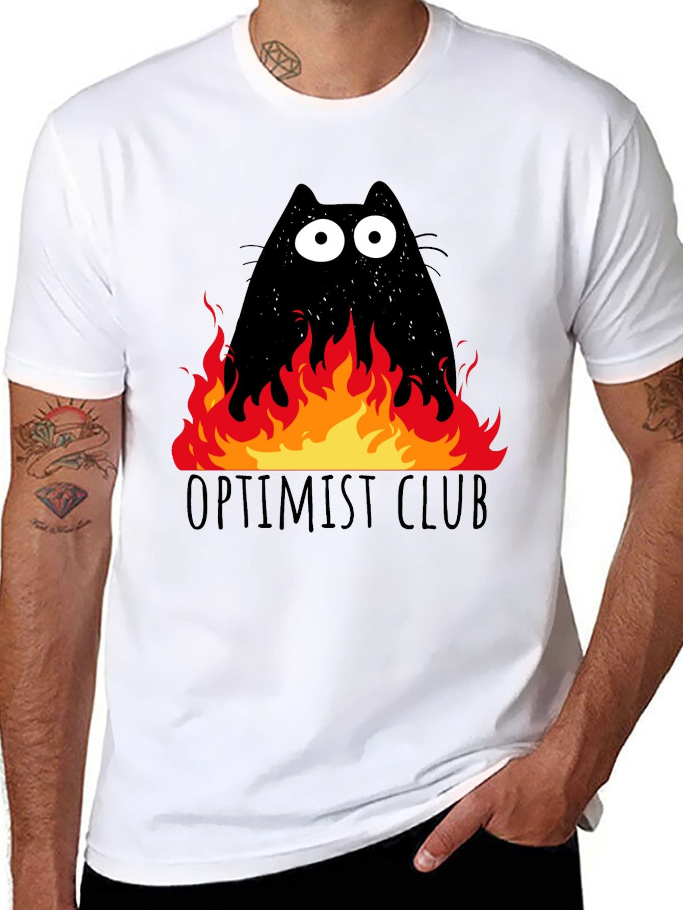 Optimist Club Cat in Flames Graphic T-Shirt