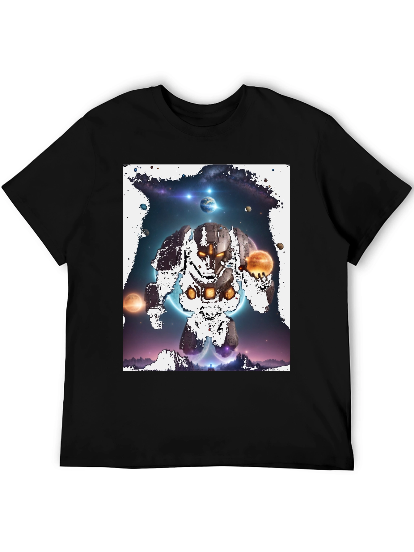Cosmic Robot Graphic Tee - Galaxy Universe Print
