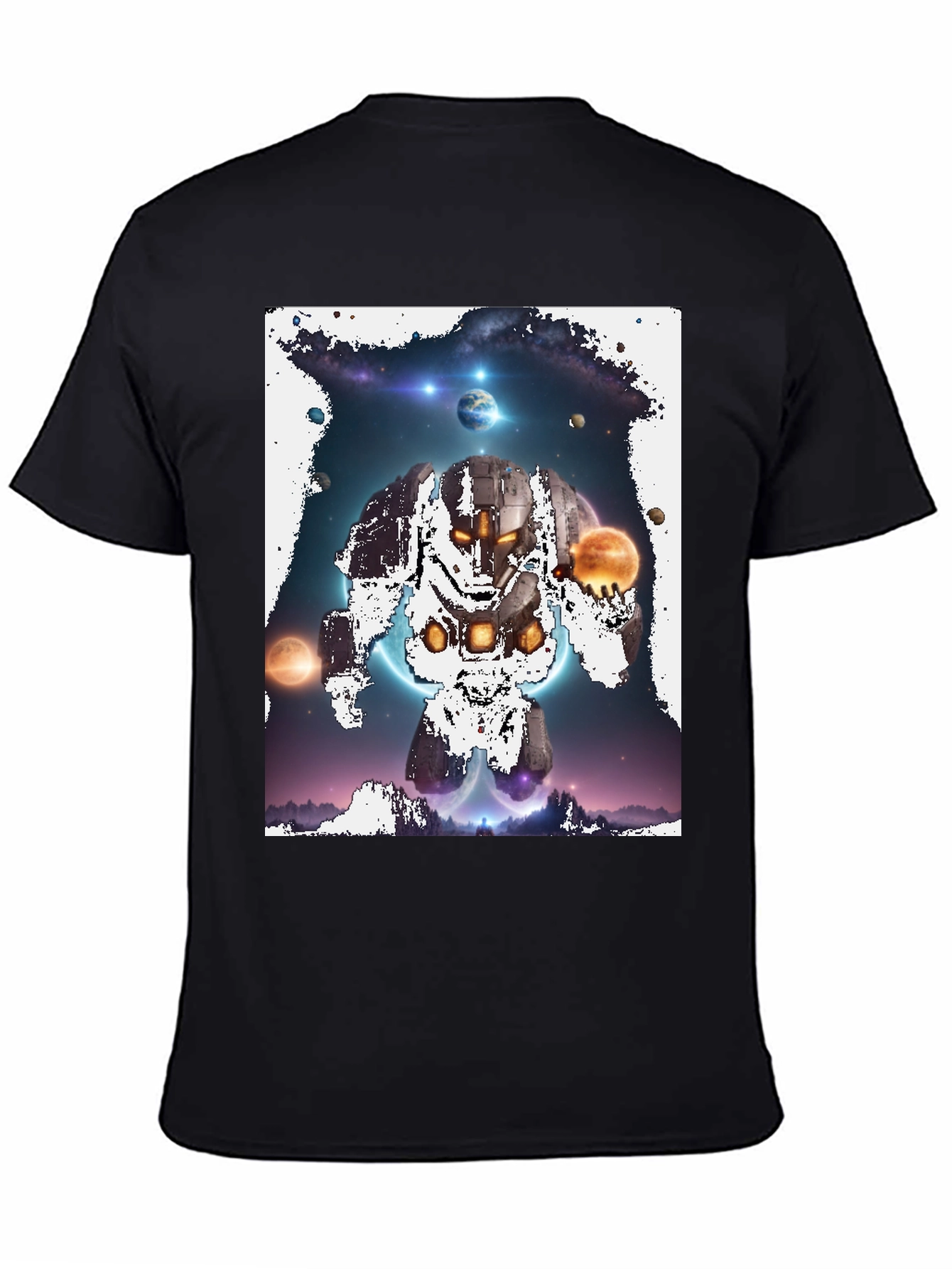 Cosmic Robot Graphic Tee - Galaxy Universe Print