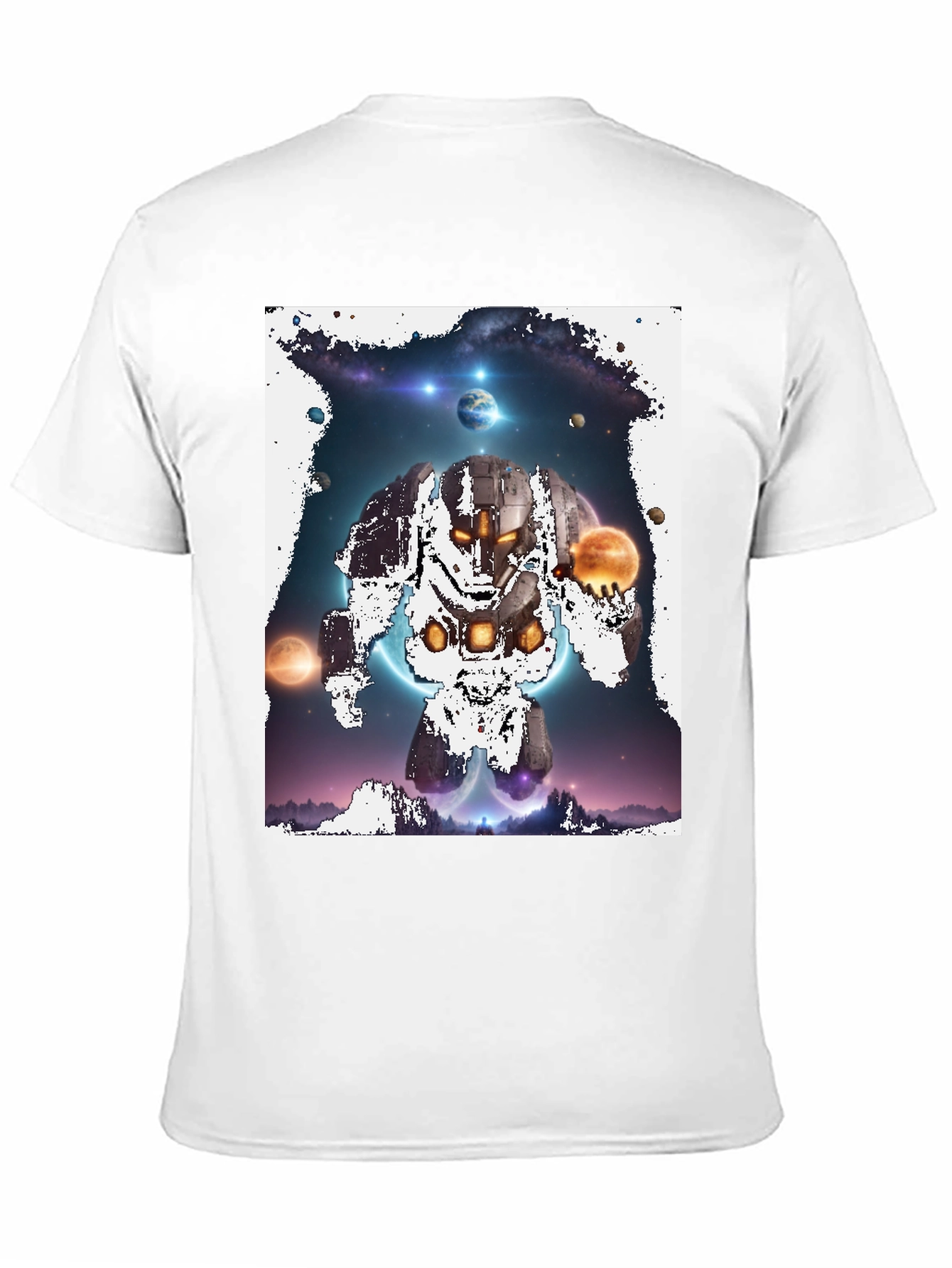 Cosmic Robot Graphic Tee - Galaxy Universe Print