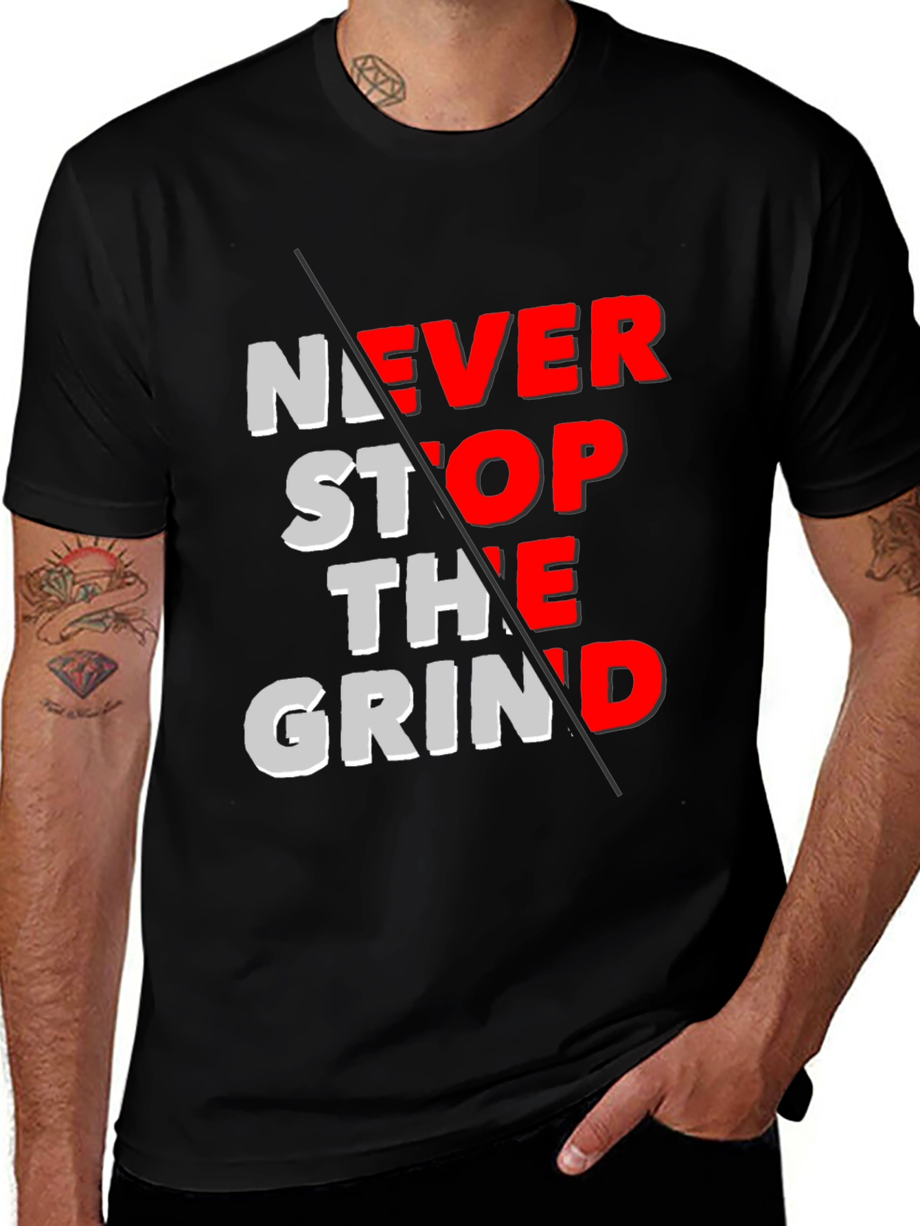Never Stop the Grind Graphic T-Shirt - Black