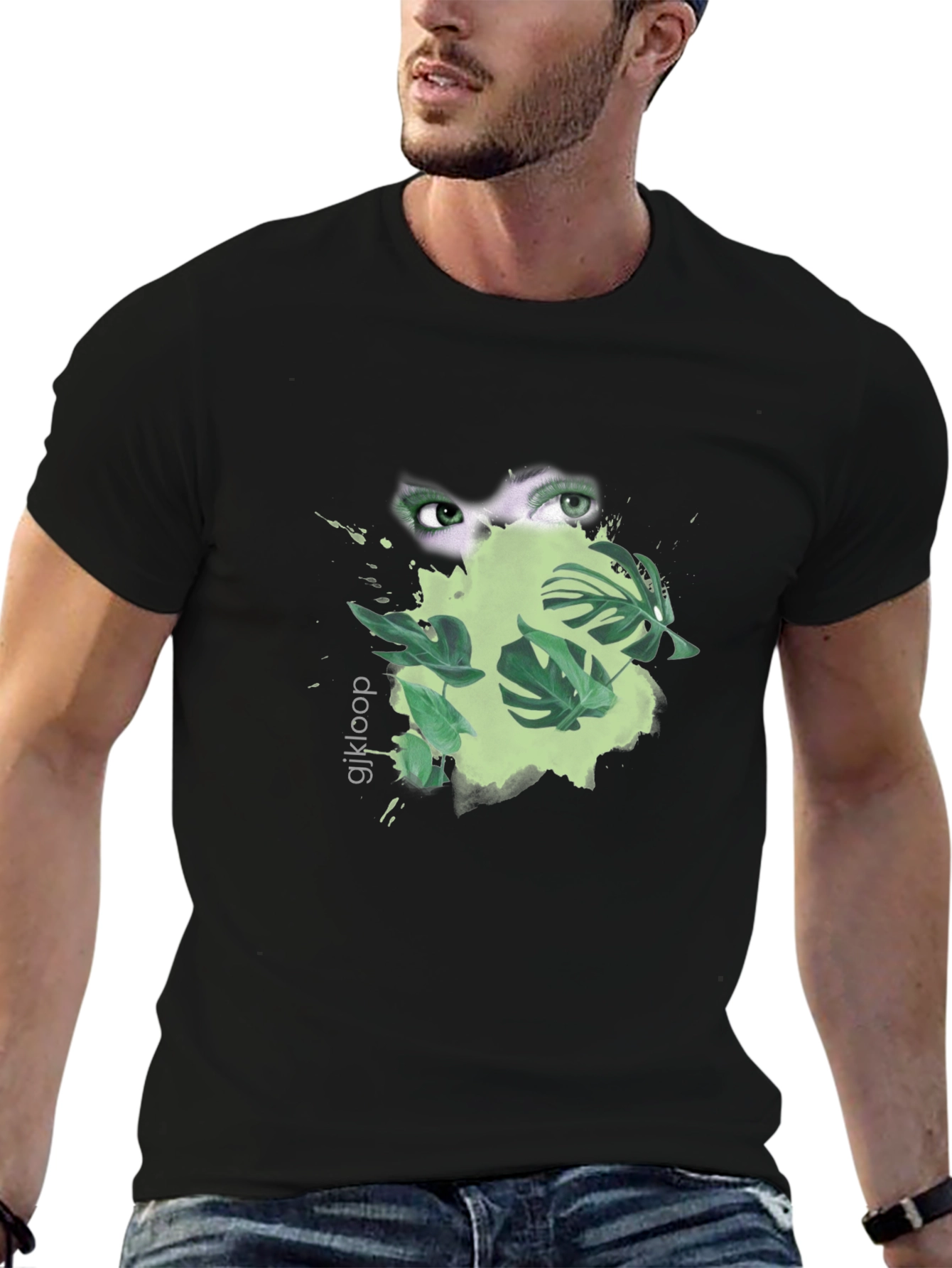 Eye & Leaf Graphic Black Tee