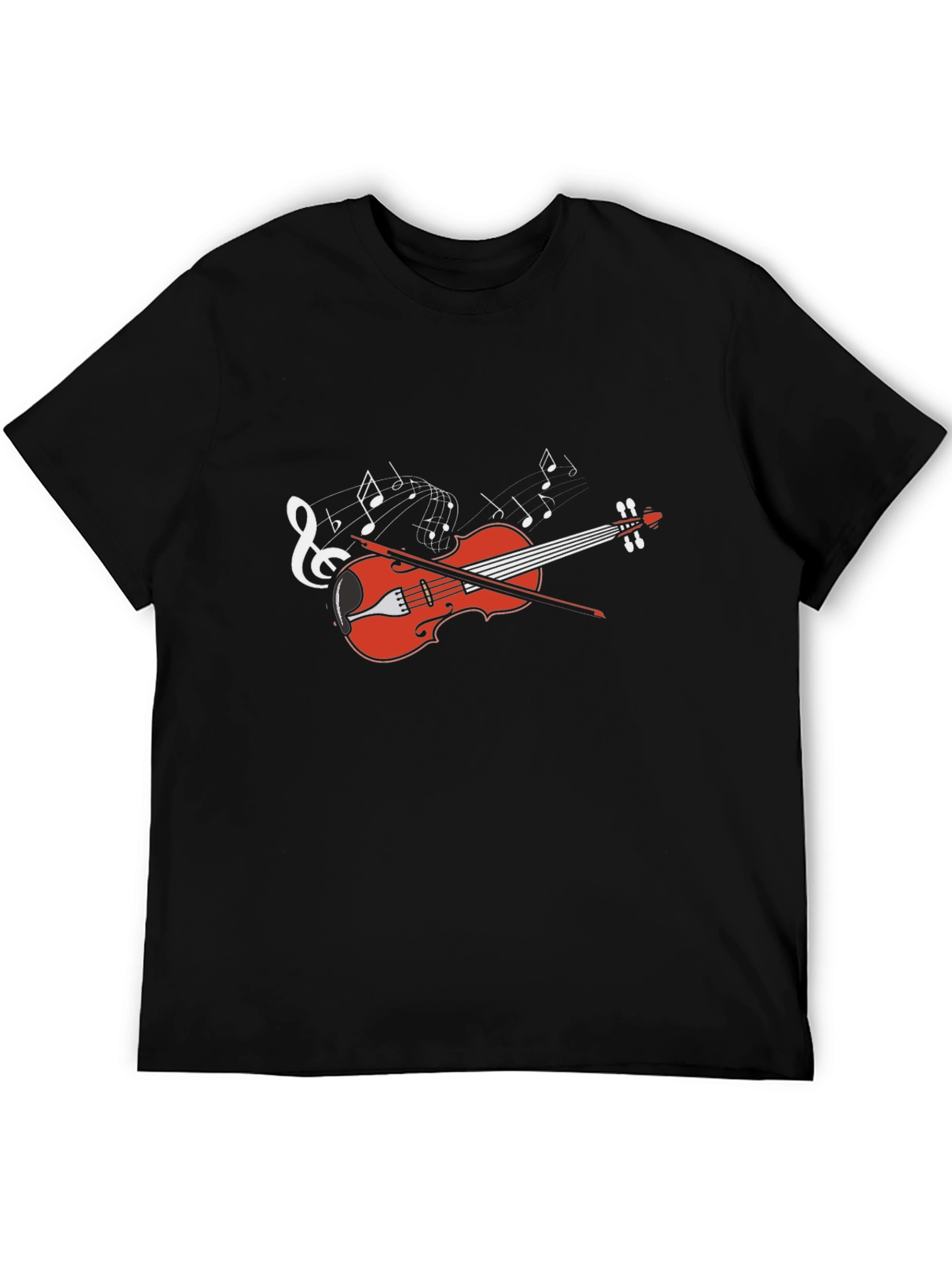 Musical Violin Graphic T-Shirt - Black