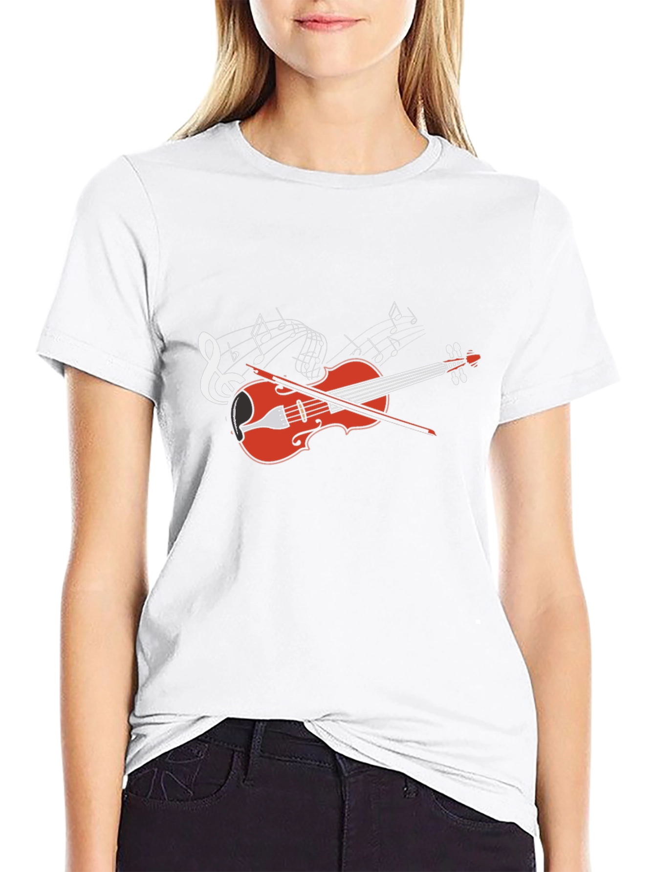 Musical Violin Graphic T-Shirt - Black