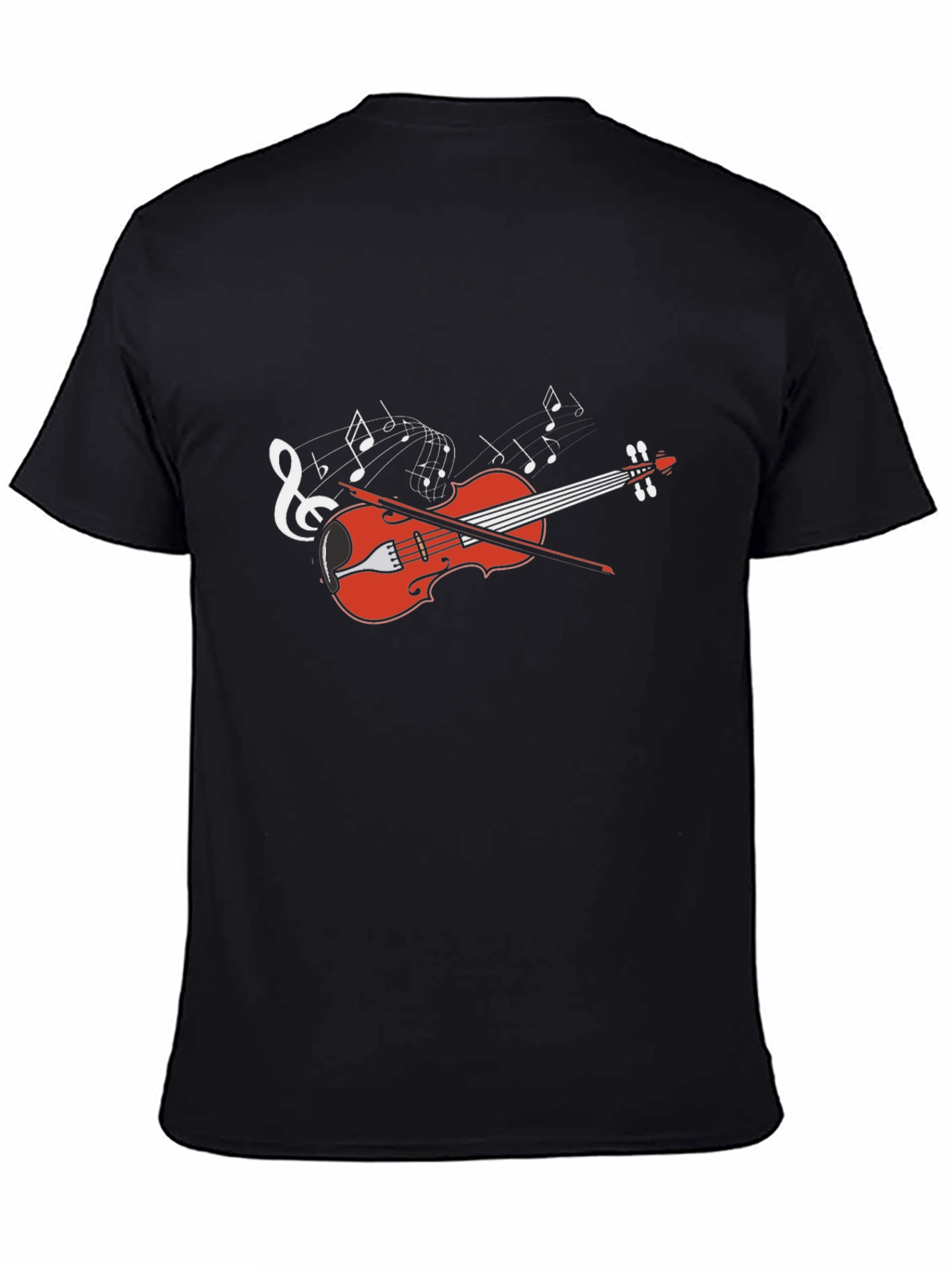 Musical Violin Graphic T-Shirt - Black