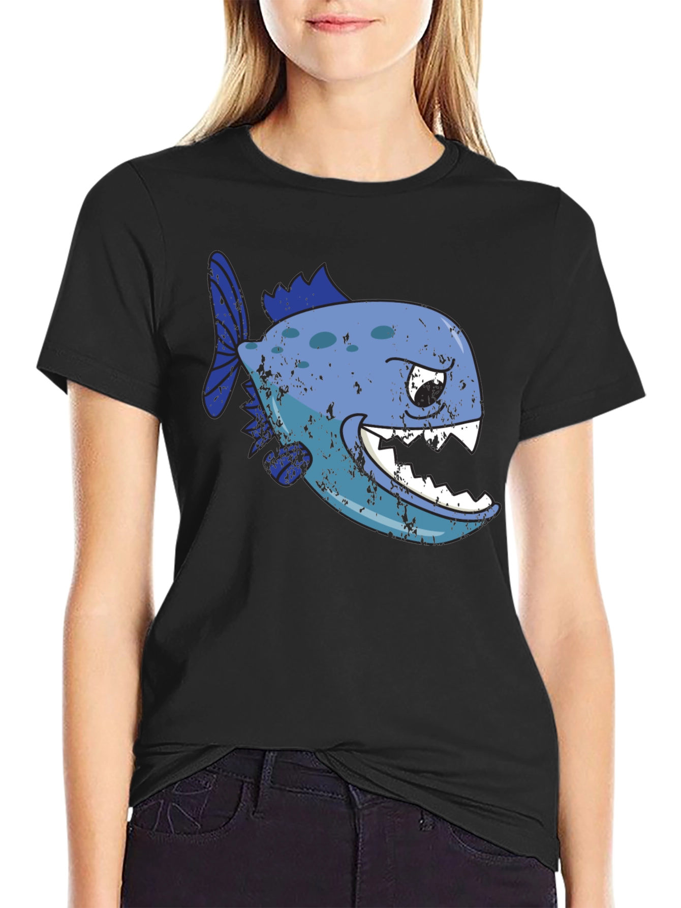 Piranha Graphic T-Shirt - Black Cotton Tee
