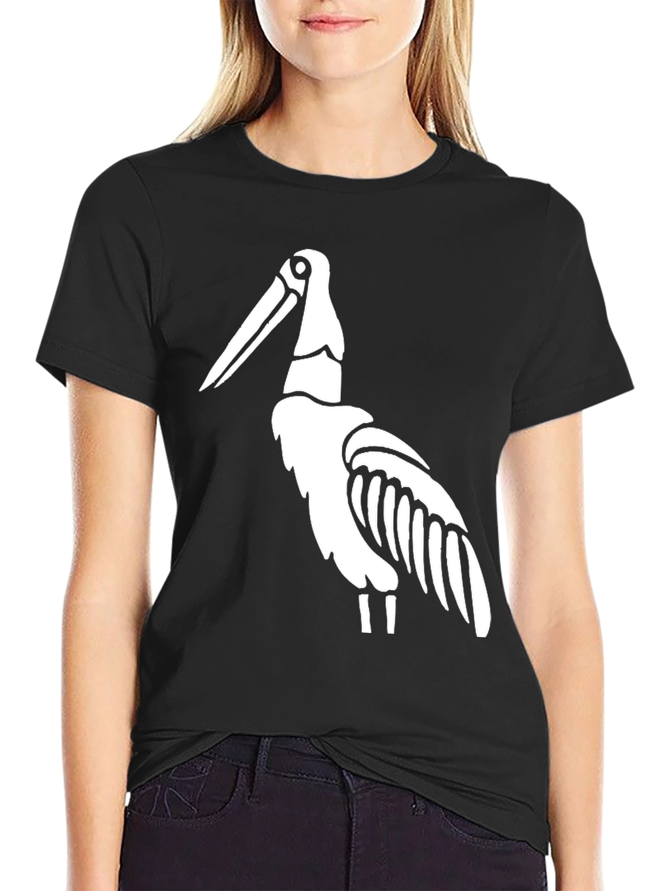 Stork Graphic Tee - Black Cotton T-Shirt