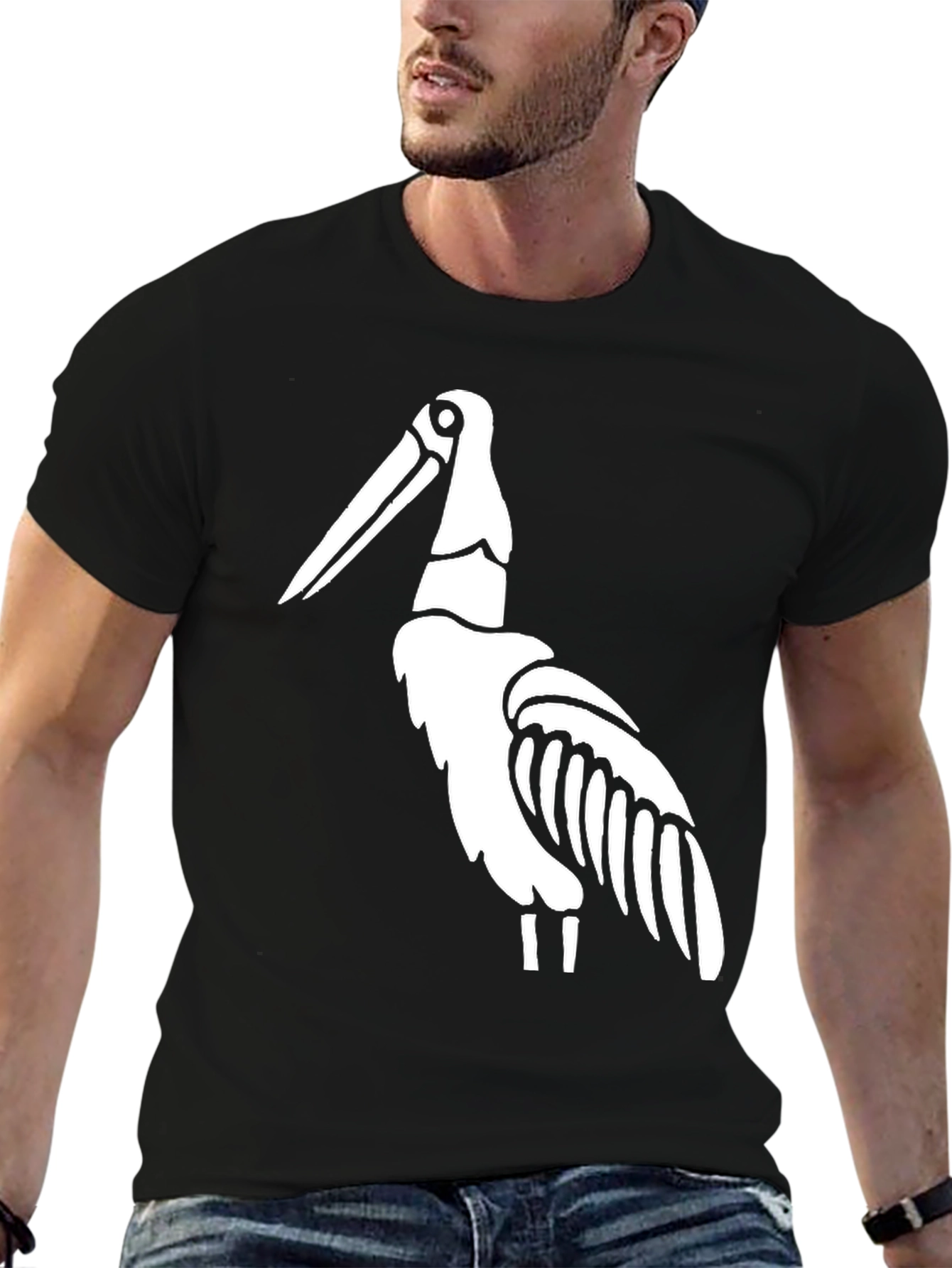 Stork Graphic Tee - Black Cotton T-Shirt