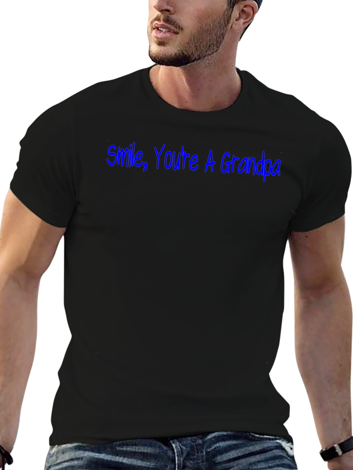 Smile Youre A Grandpa Black T-Shirt