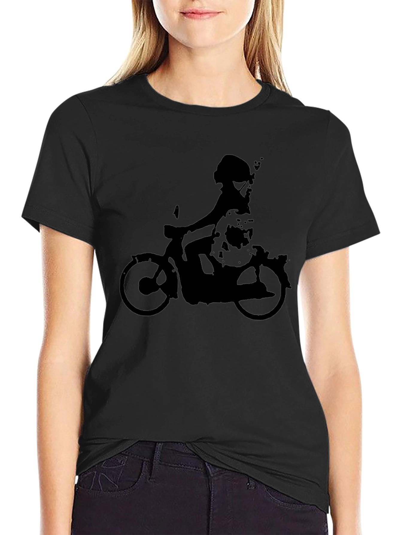 Cool Retro Scooter Graphic Black T-Shirt