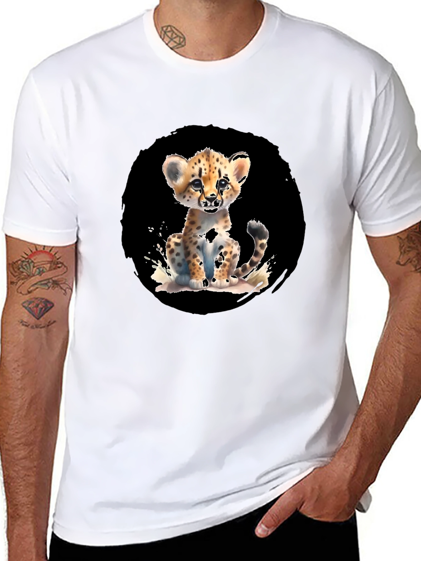 Cheetah Cub Graphic Black T-Shirt
