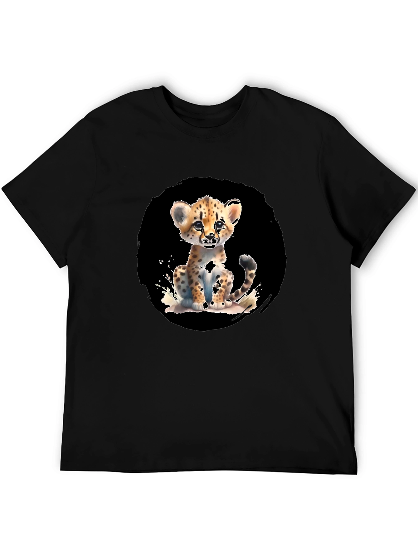 Cheetah Cub Graphic Black T-Shirt