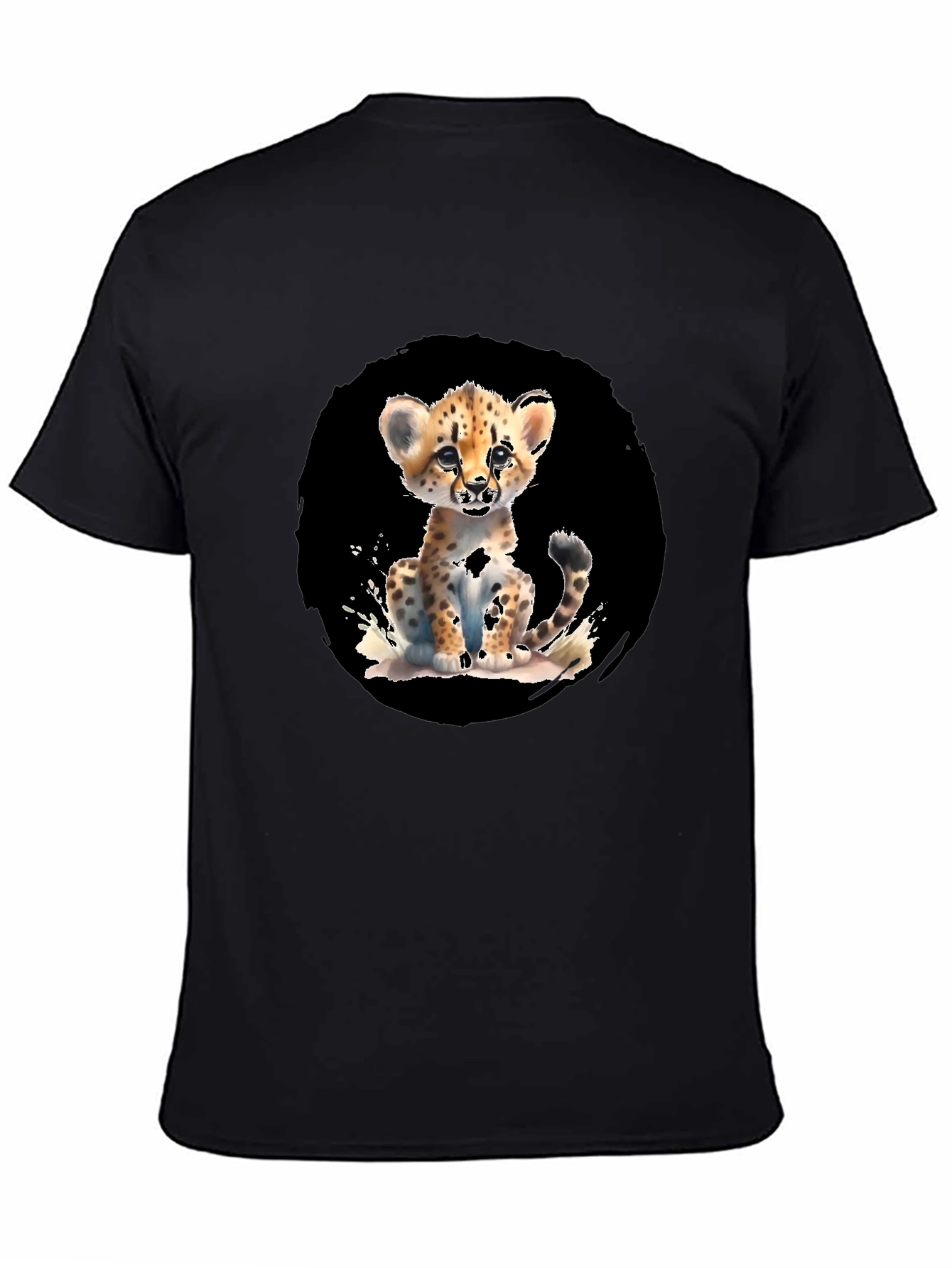 Cheetah Cub Graphic Black T-Shirt