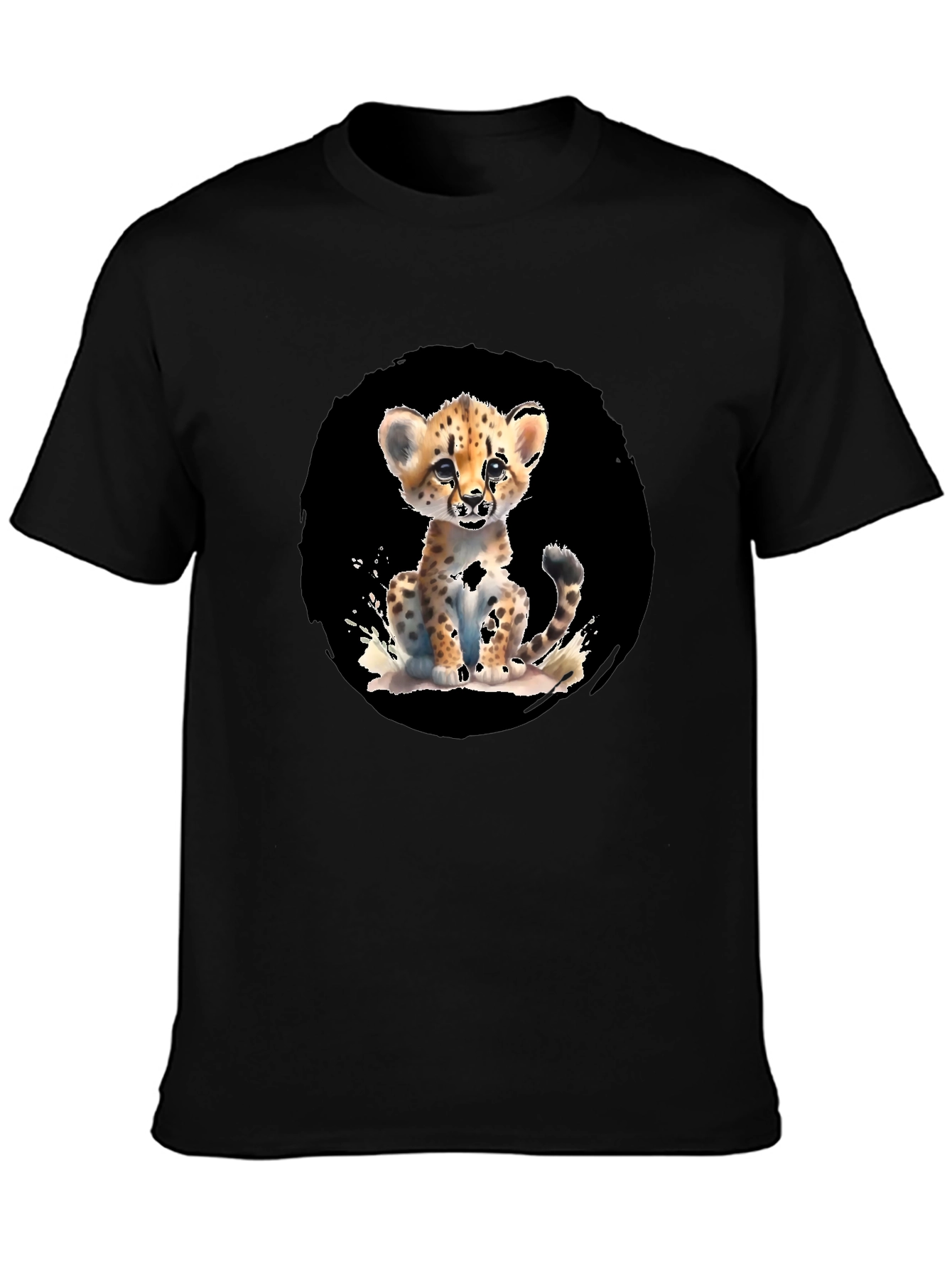 Cheetah Cub Graphic Black T-Shirt