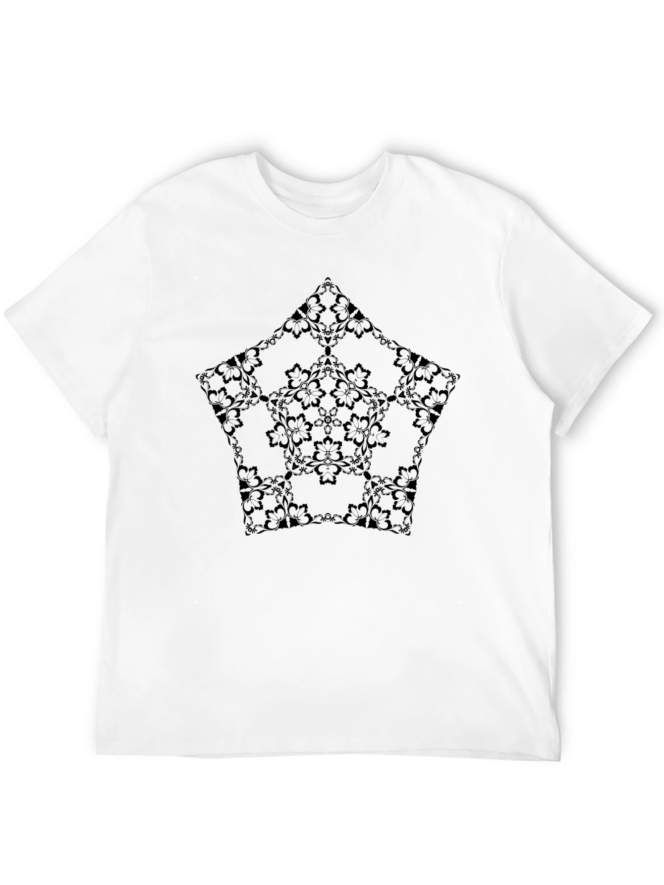 Stylish Black Floral Pattern Mens T-Shirt