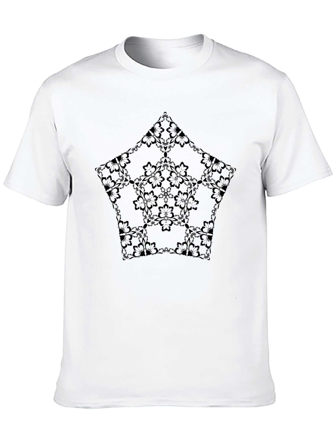 Stylish Black Floral Pattern Mens T-Shirt