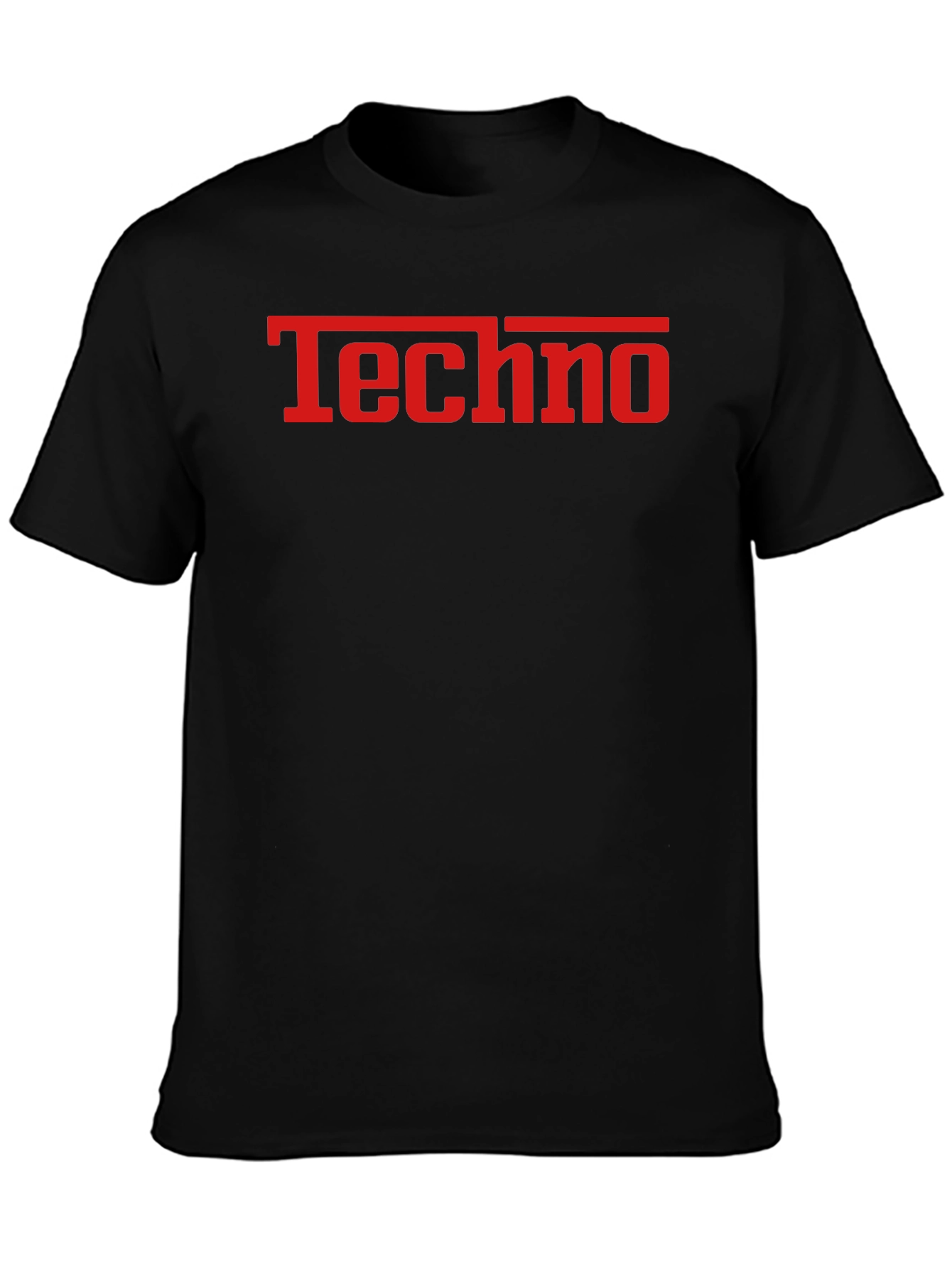 Techno T-Shirt - Bold Red Graphic on Black
