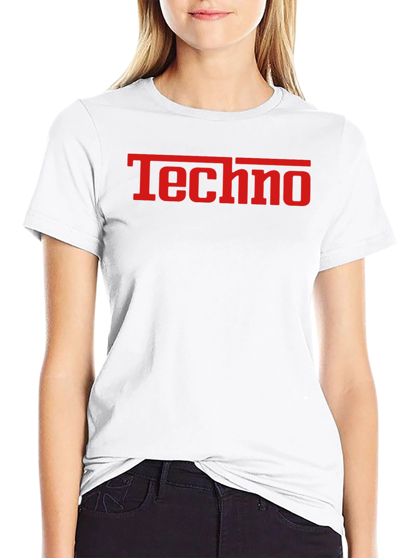 Techno T-Shirt - Bold Red Graphic on Black