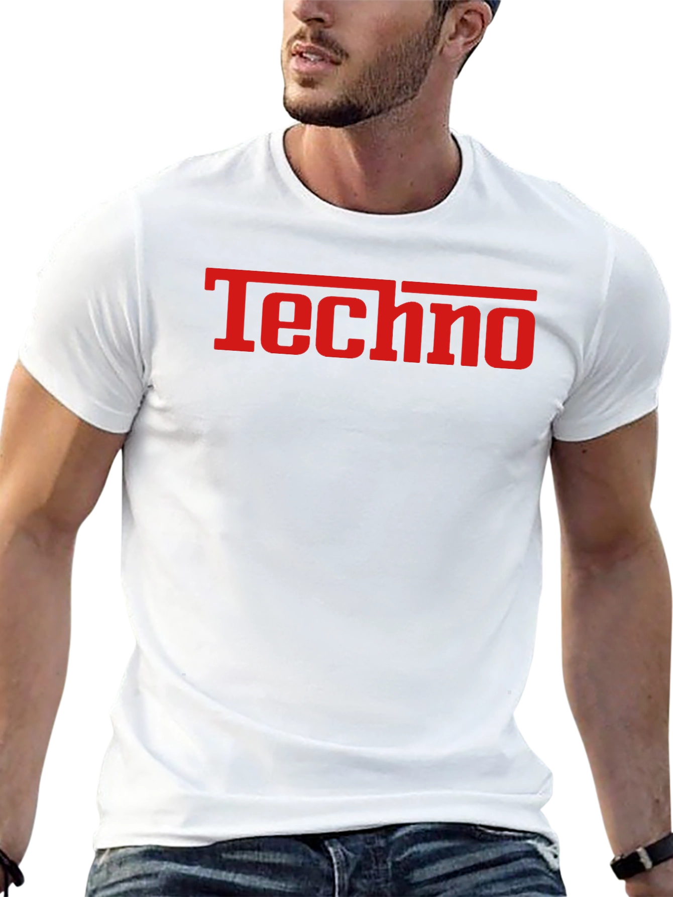 Techno T-Shirt - Bold Red Graphic on Black
