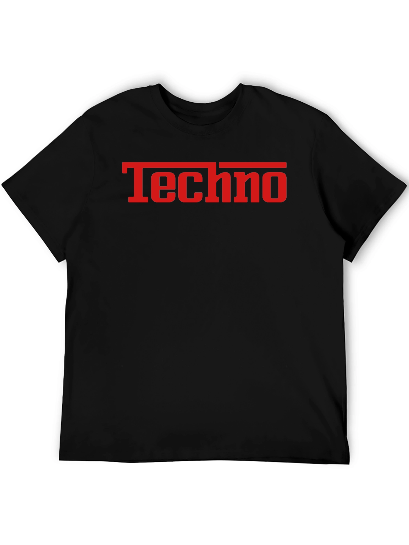 Techno T-Shirt - Bold Red Graphic on Black
