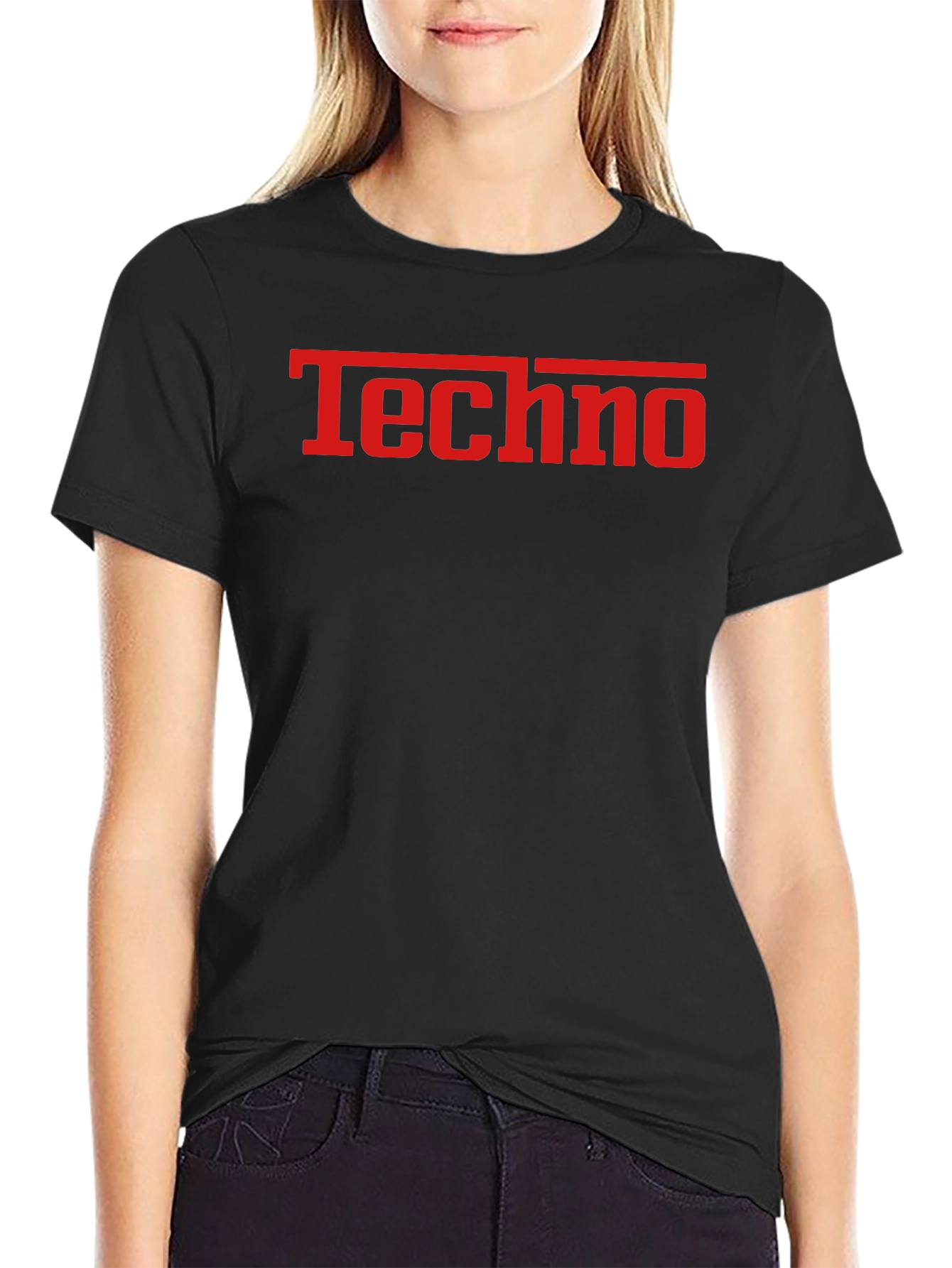 Techno T-Shirt - Bold Red Graphic on Black