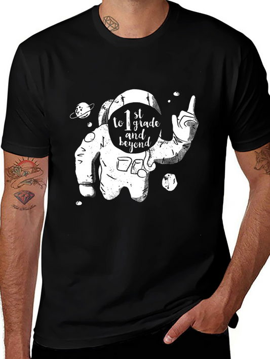 1st Grade and Beyond Astronaut Black T-Shirt