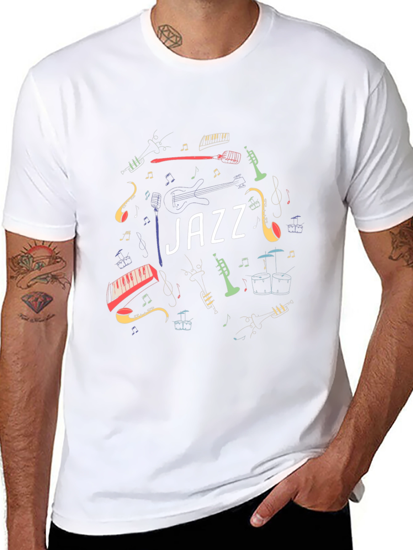 Jazz Music Instrument Graphic Black T-Shirt