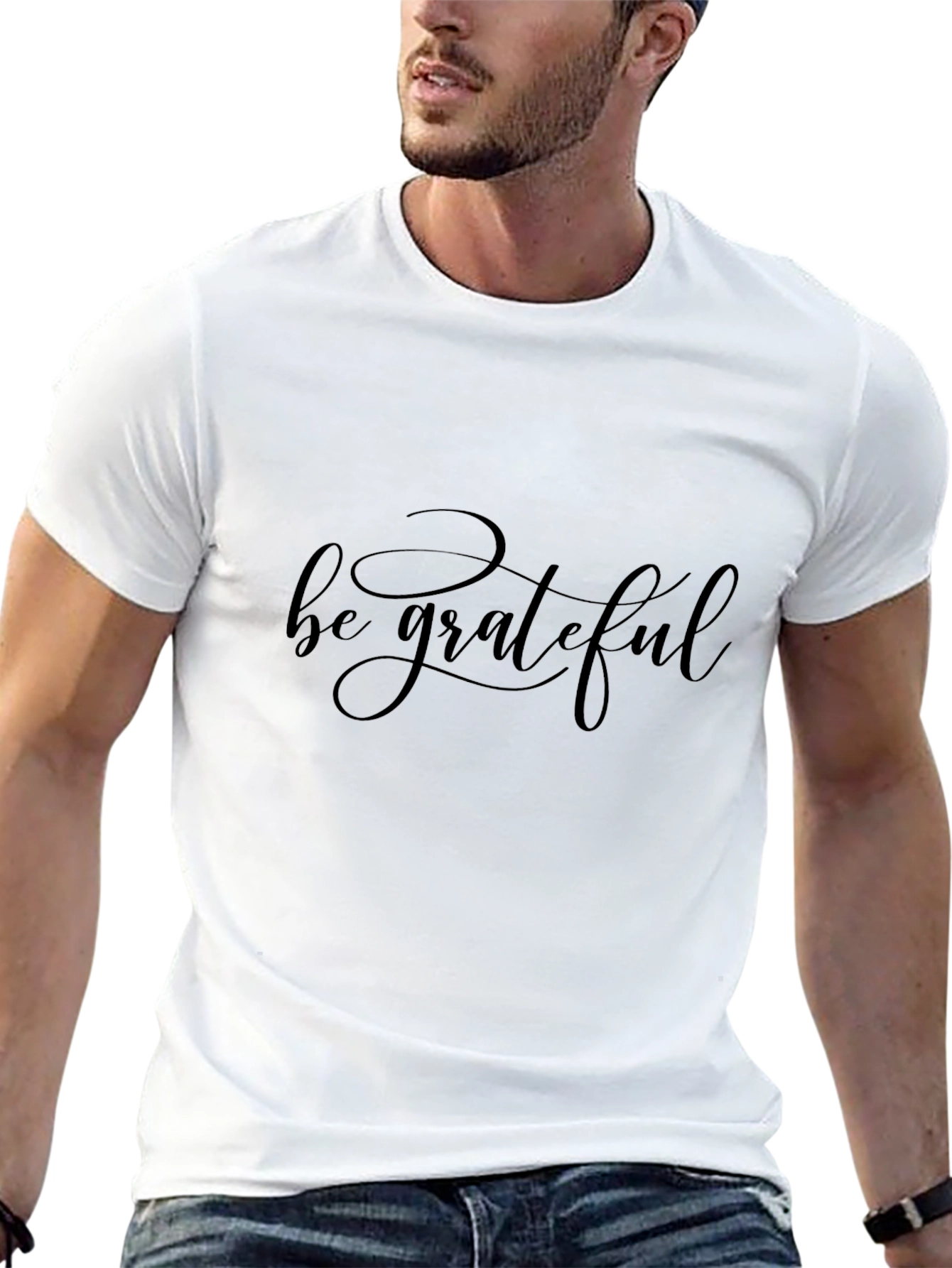 Be Grateful Black Graphic T-Shirt