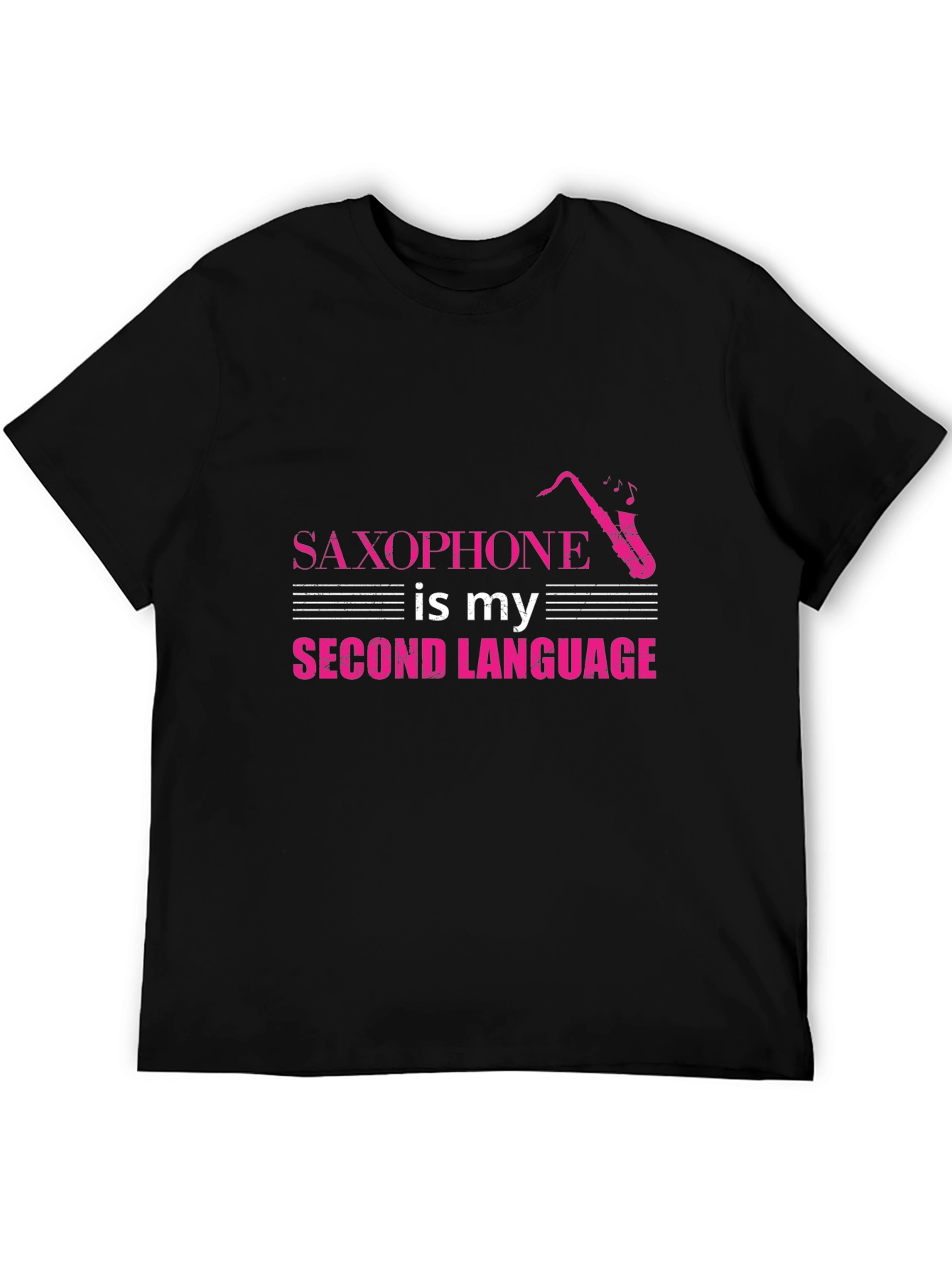 Saxophone is My Second Language Black Tee