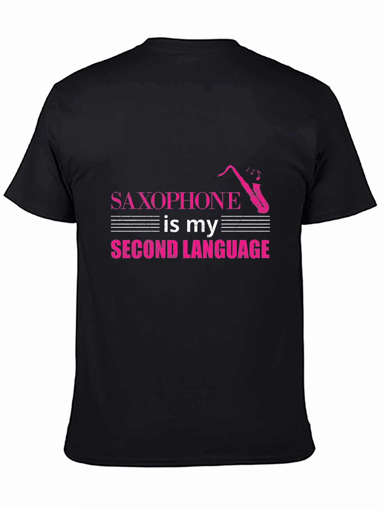 Saxophone is My Second Language Black Tee