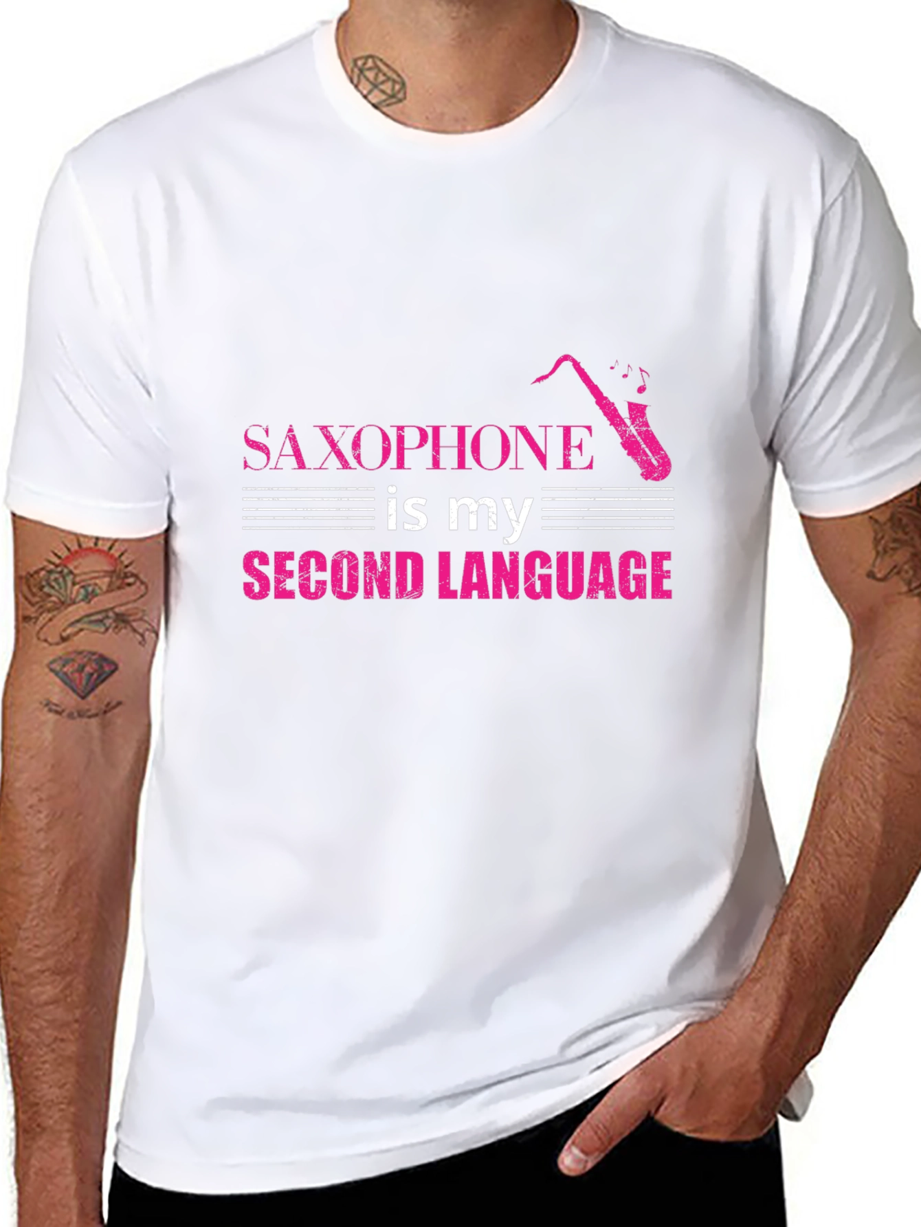 Saxophone is My Second Language Black Tee