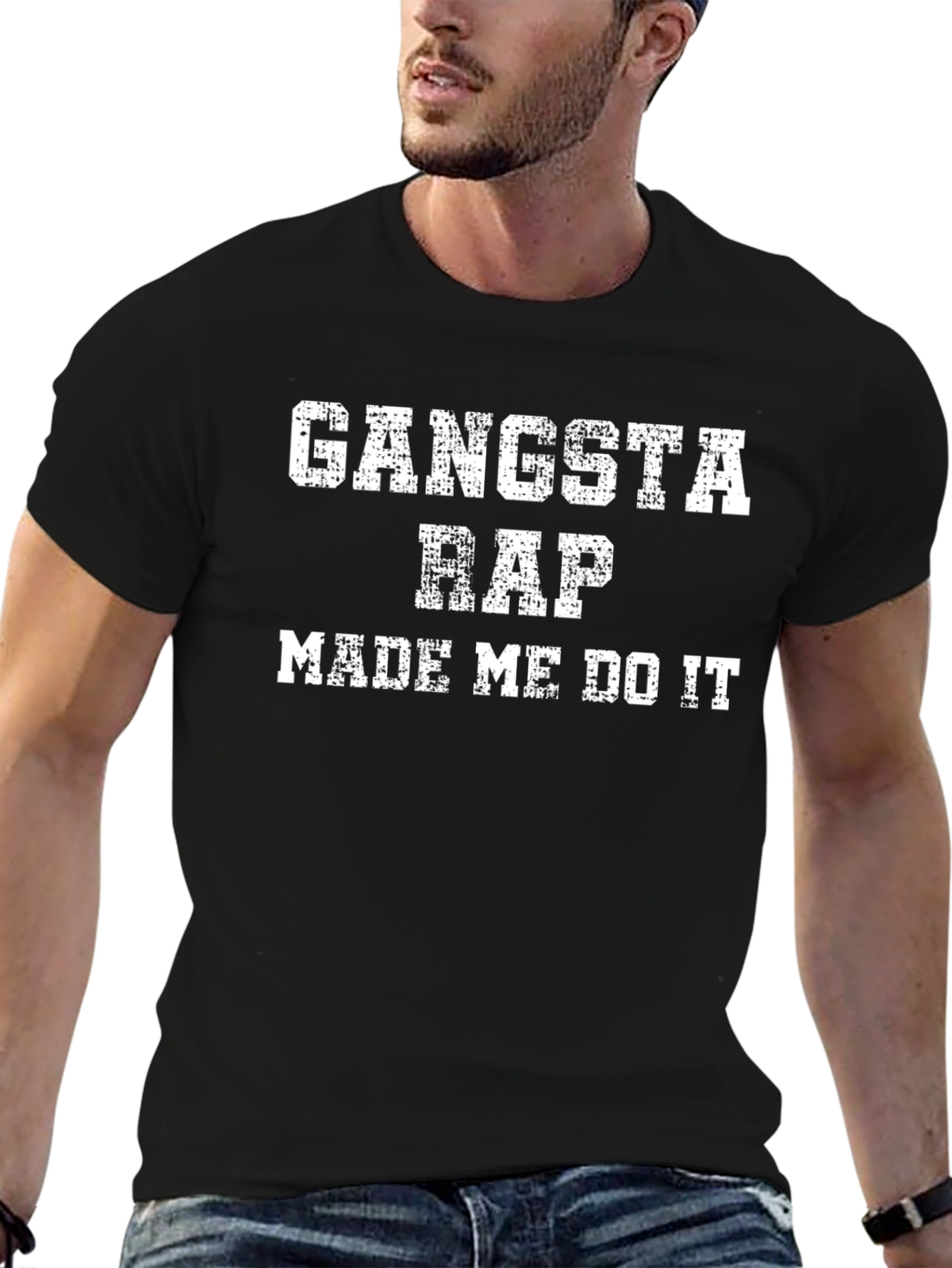 Gangsta Rap Made Me Do It Black T-Shirt