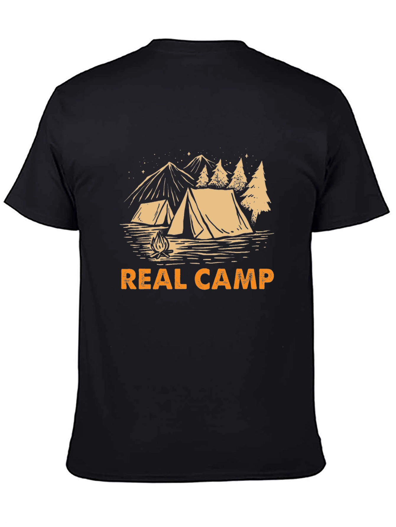 Real Camp Black T-Shirt - Camping Design