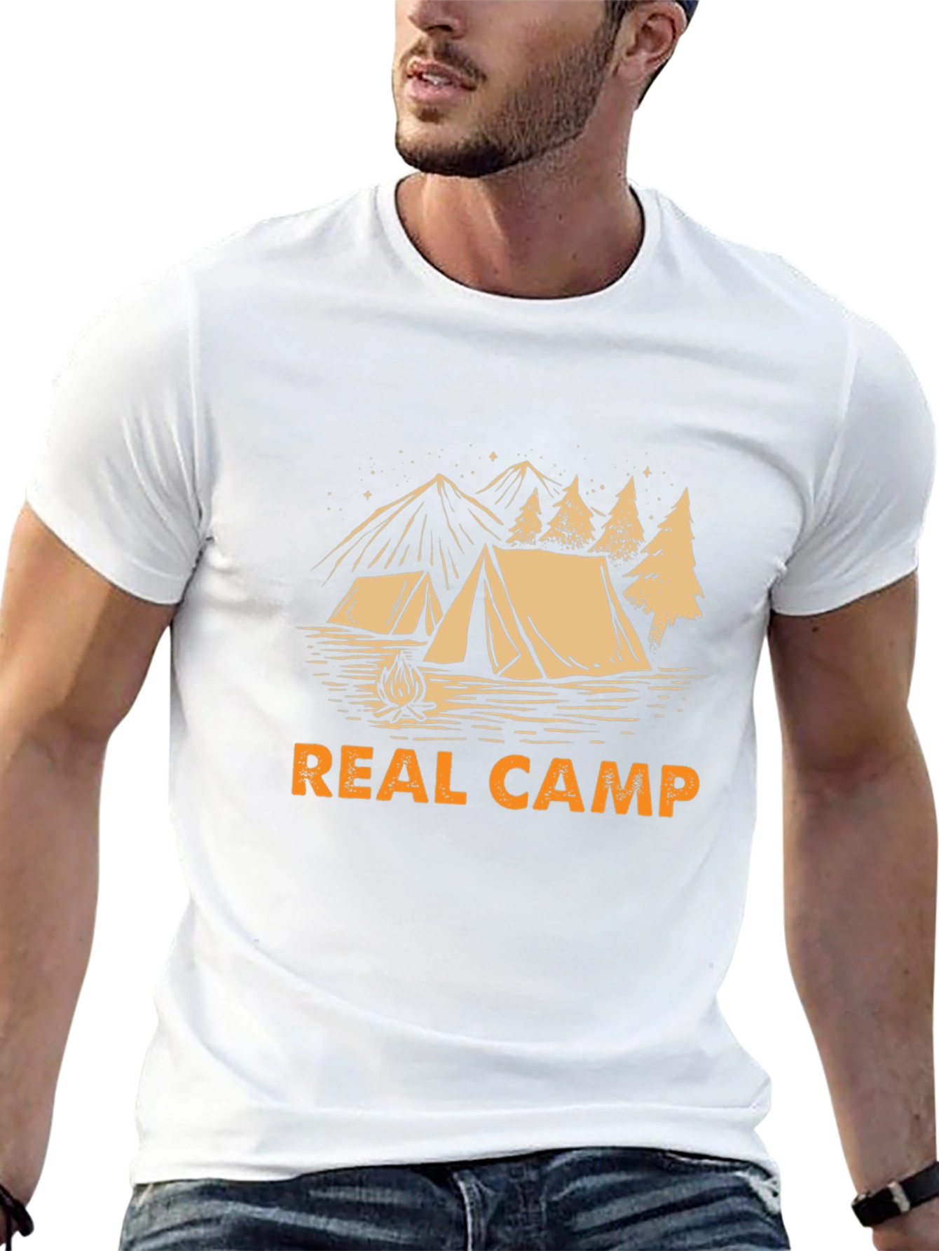 Real Camp Black T-Shirt - Camping Design