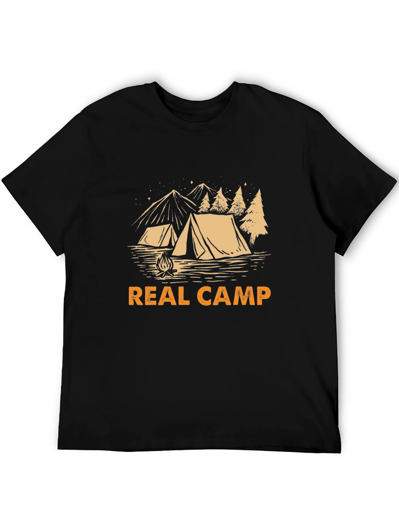 Real Camp Black T-Shirt - Camping Design