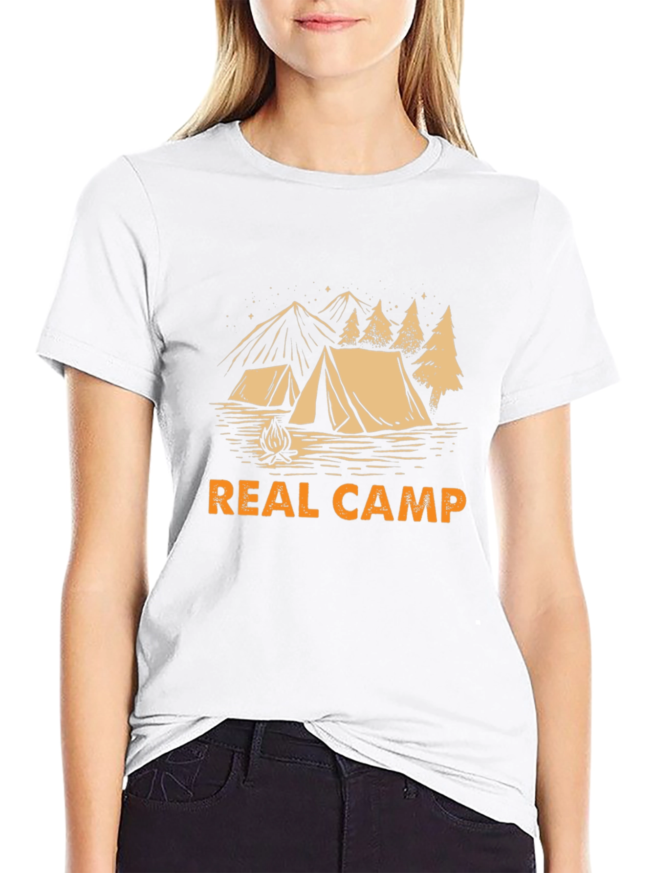 Real Camp Black T-Shirt - Camping Design