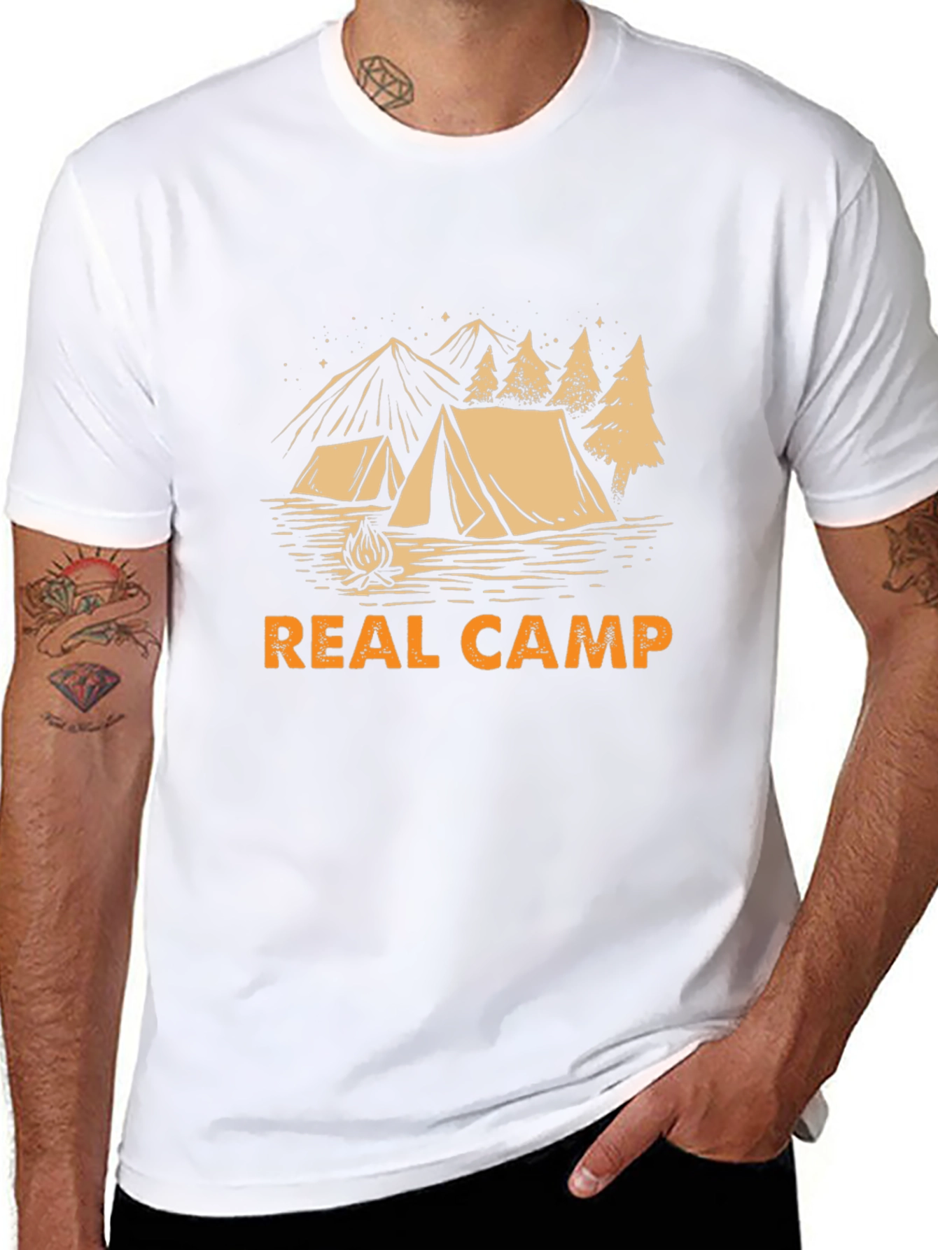 Real Camp Black T-Shirt - Camping Design