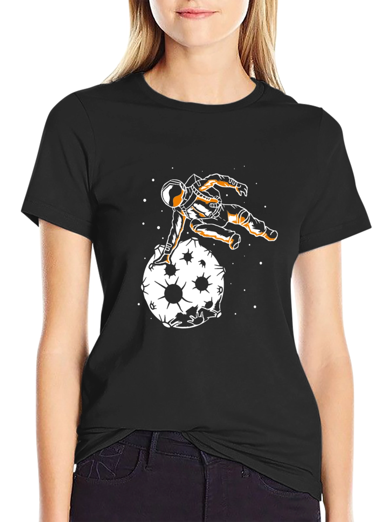 Astronaut Moon Landing Black T-Shirt