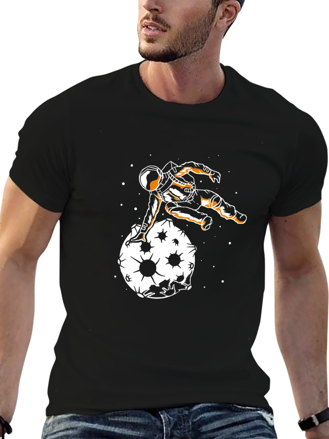Astronaut Moon Landing Black T-Shirt